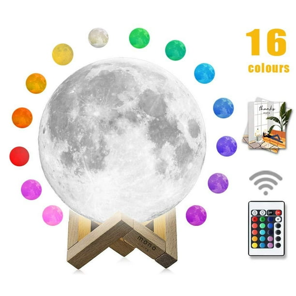 Moon Lamp,16 Colors 3D Print Moon Light 7.9 inch Girlfriend 18th Birthday Gifts for Women Gifts for Teen Girls Daughter Gifts Gifts for Girlfriend Boyfriend Nursery Night mono living 
